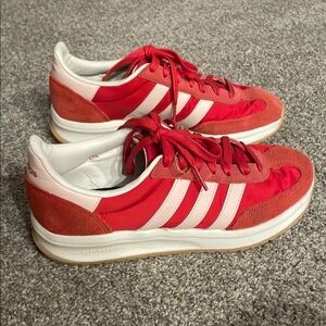 Adidas Red and White Sneakers